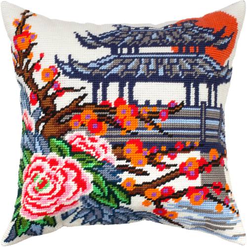Набір для вишивання напівхрестом подушки Японський сад Чарівниця V-334