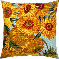 Набір для вишивання напівхрестом подушки Соняшники (В. ван Гог) Чарівниця V-306
