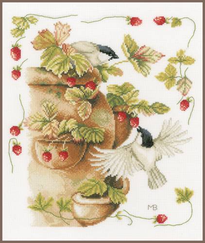 Набор для вышивки крестиком Lanarte Strawberries & birds (PN-0168599)