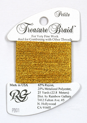 PB01 Нитка Treasure Braid Petite Rainbow Gallery Bright Gold