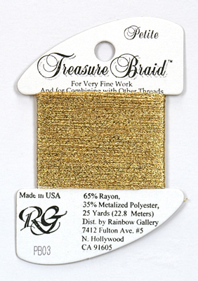 Нить Treasure Braid Petite Rainbow Gallery PB03, Gold