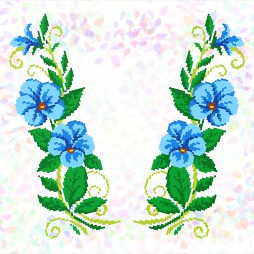Водорастворимый флизелин с рисунком Голубые цветы Confetti К-278