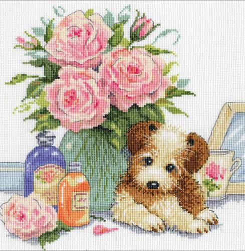 Набір для вишивки хрестиком Puppy with Roses Design Works 3264