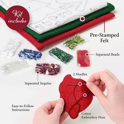 Набір для фетрової аплікації Ornament Kits - Cozy Christmas Bucilla 89639E фото 3