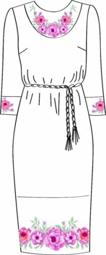 Платье женское с поясом, белое, длинный рукав, размер 48