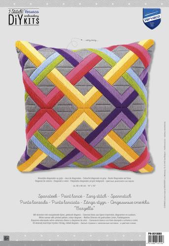 Набір для вишивання подушки Long Stitch Кольорові діагоналі на сірому Vervaco PN-0010865 фото 3