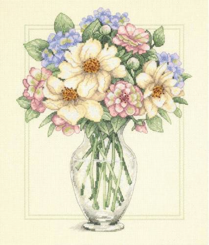 Набір для вишивання хрестиком Flowers in Tall Vase, Dimensions 35228