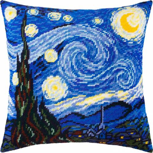 Набір для вишивання напівхрестом подушки Зоряна ніч (В. ван Гог) Чарівниця V-185