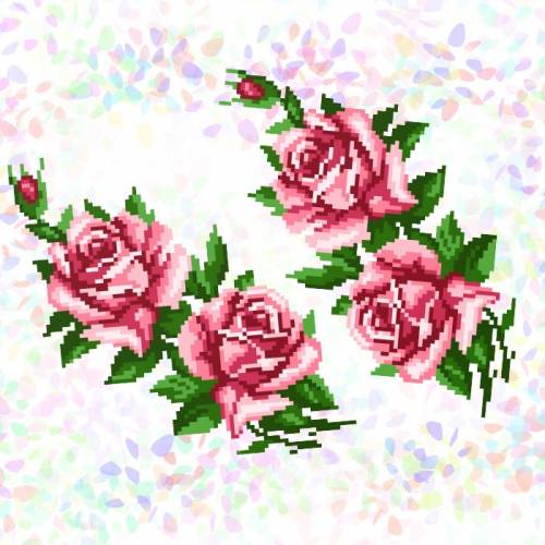 Водорастворимый флизелин с рисунком Розы Confetti К-202