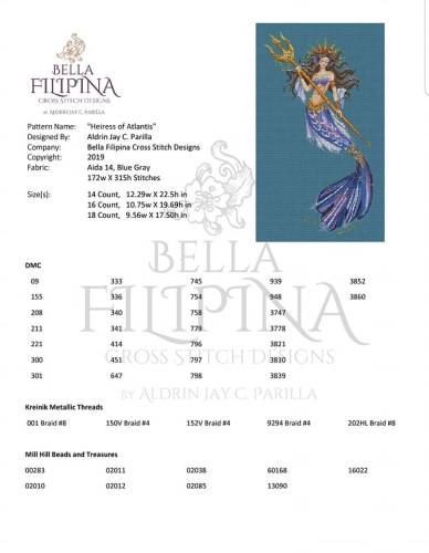 Схема для вишивання Heiress Of Atlantis, Bella Filipina BF012 фото 2