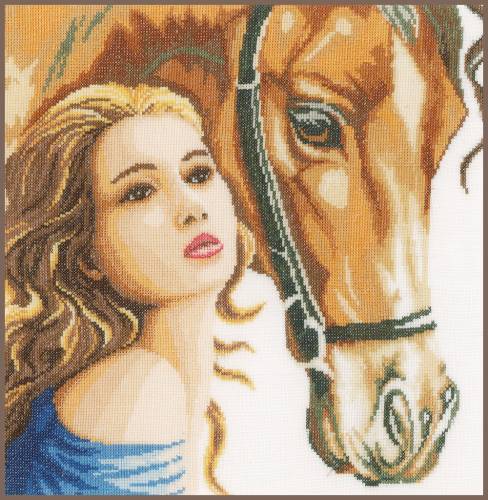 Women and horse (Девушка с лошадью), набор для вышивания крестом, Lanarte PN-0158324