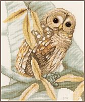 Owl and autumn leaves (Сова и осенние листья), набор для вышивания крестом, Lanarte PN-0158326