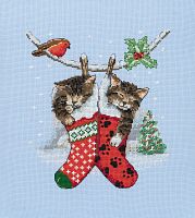 Набор для вышивки крестиком Christmas Kittens Anchor PCE0504