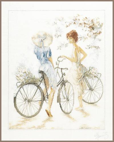 Набор для вышивки крестом Lanarte Girls on Bicycle (Велосипедистки), PN-0007949