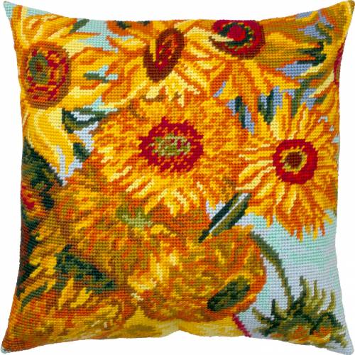 Набор для вышивки подушки полукрестом Подсолнухи (В. ван Гог) Чарівниця V-306