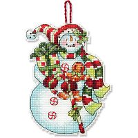 Набір для вишивки хрестиком Snowman with Sweets Ornament Dimensions 70-08915