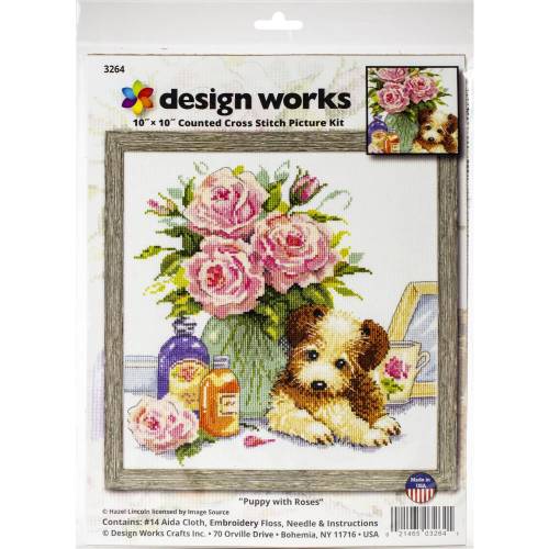 Набір для вишивки хрестиком Puppy with Roses Design Works 3264 фото 2