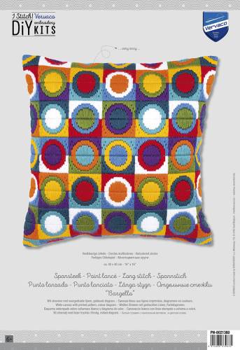 Набір для вишивання подушки Long Stitch Різнокольорові кола Vervaco PN-0021380 фото 3