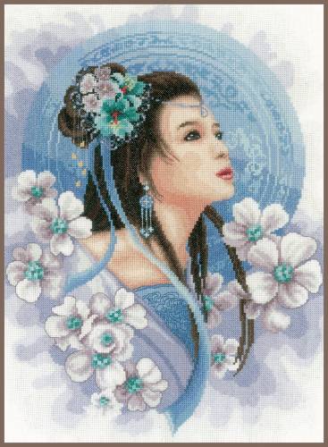 Набор для вышивки крестом Asian lady in blue (Азиатка в голубом) Lanarte PN-0169168