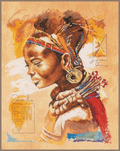 African Woman (Африканка), набор для вышивки крестом, Lanarte PN-0008009