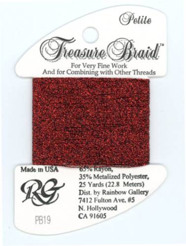 PB19 Нитка Treasure Braid Petite Rainbow Gallery Dark Red