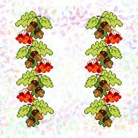 Водорастворимый флизелин с рисунком Дубовые листья и калина Confetti К-291
