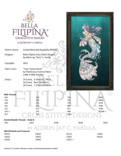 Схема для вишивання Crystal Mermaid Aquabella, Bella Filipina BF034 фото 2