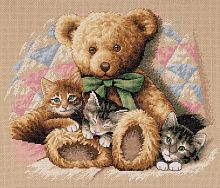 Набор для вышивки крестиком Teddy & Kittens (Мишка и котята), Dimensions 35236