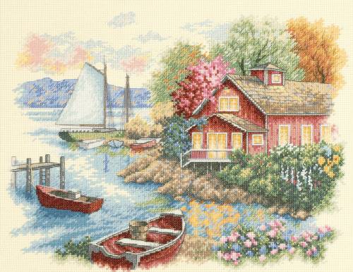 Набір для вишивання хрестиком Peaceful Lake House, Dimensions 35230