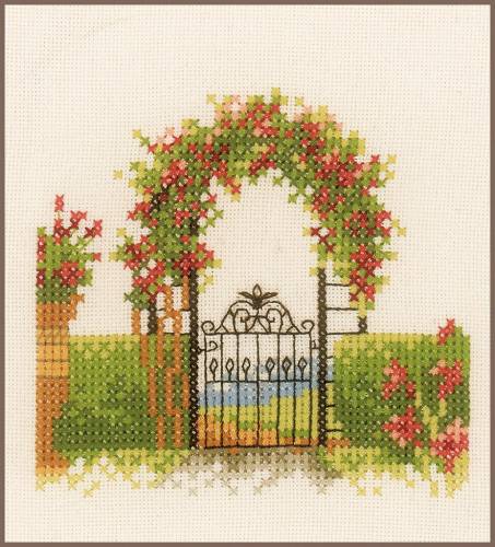 Набір для вишивання хрестиком, Fence & flowers (Огорожа з квітами), Lanarte PN-0162522